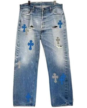 Chrome Hearts Ripped Jeans - Blue