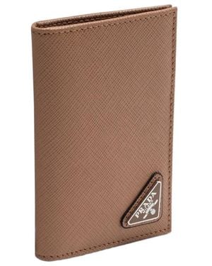 Prada Triangle Logo Bifold Wallet - Brown