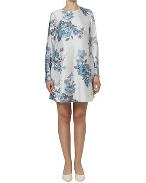 Marella Printed Long-Sleeve Dress - Blue