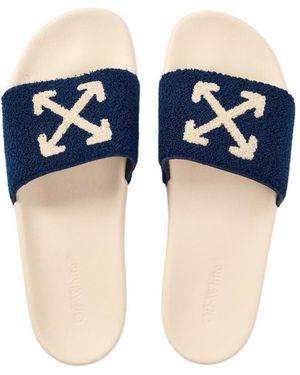 Off-White c/o Virgil Abloh Terrycloth Pool Slides - Blue