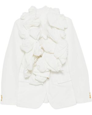 Comme des Garçons Ruffled Floral-Appliqué Jacket - White