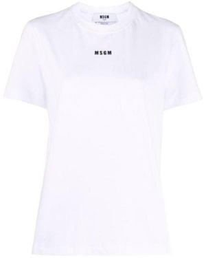 MSGM Logo Printed Crewneck T-Shirt - White