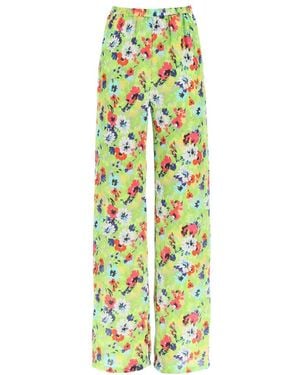 MSGM Floral Printed Wide Leg Pants - Green