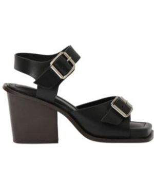 Lemaire Square Heel Strapped High-Heeled Sandals - Black