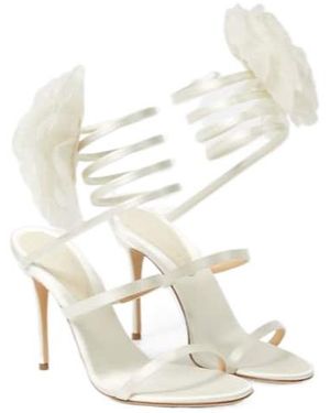 Magda Butrym Floral-Appliqué Sandals - White