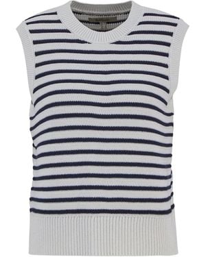 Barbour Striped Sleeveless Sweater - Gray