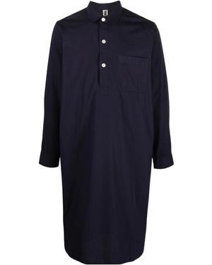 Tekla Button-Up Lounge Shirt - Blue
