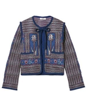 Sea Quilted Patchwork Coat - Blue