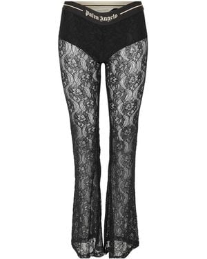 Palm Angels Fullflorallace Flare Pants - Black