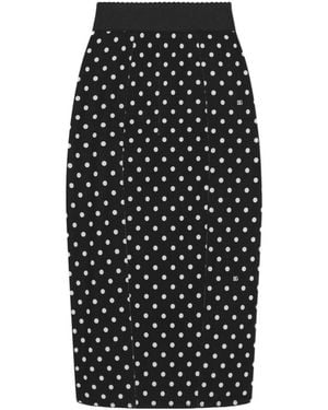 Dolce & Gabbana Marquisette Pencil Skirt With Polka-Dot And Corset Details - Black