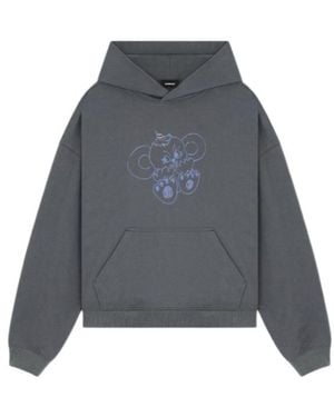 we11done Monster-Print Cotton Hoodie - Grey
