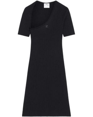 Courreges Courrèges Mini Slash Rib-Knit Flared Dress - Black