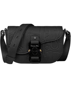Dior Mini Saddle Messenger Bag With Flap - Black
