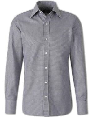 Tom Ford Houndstooth-Pattern Long-Sleeve Shirt - Blue