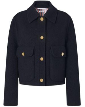Thom Browne Bell-Sleeve Wool Jacket - Blue
