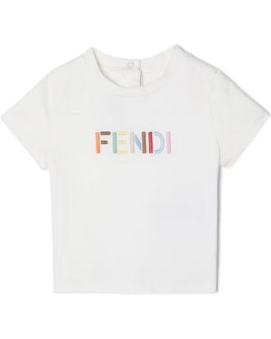 Fendi Logo-Embroidered T-Shirt - White