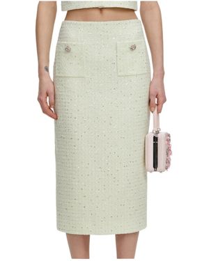 Self-Portrait Sequined Midi Skirt - Green