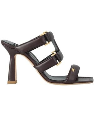 Elisabetta Franchi Square-Toe High-Heeled Sandals - Black