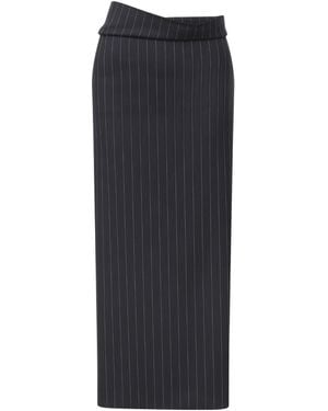 Mugler Pinstriped Split Skirt - Black