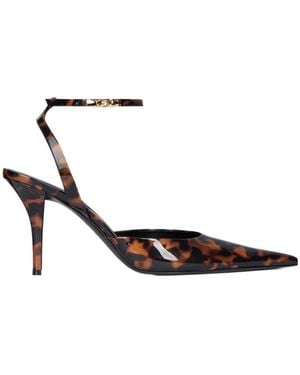 Balmain Printed Patent Leather Strappy Pumps - White