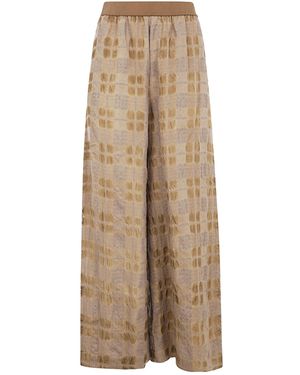 Uma Wang Elasticated Waistband Checked Trousers - Natural