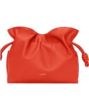 Loewe Smooth Leather Bucket Clutch - Red