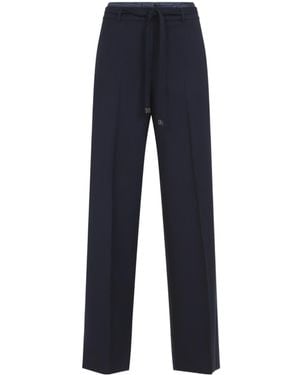 Peserico Pressed-Crease Belted Pants - Blue