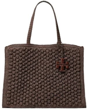 Tory Burch Large Ella Hand-Crocheted Popcorn Tote Bag - Brown