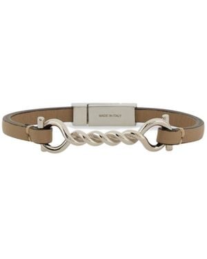 Ferragamo Gancini Leather Bracelet (20Cm) - White