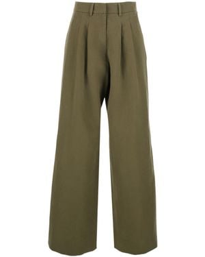 Pt Pantaloni Pt Torino Frankie Pleated Wide-Leg Trousers - Green