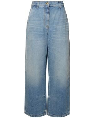 Palm Angels Wide Leg Distressed Jeans - Blue