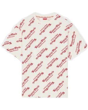 KENZO All-Over Logo Printed Oversize T-Shirt - White