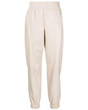 Brunello Cucinelli Tapered-Leg Leather Trousers - Natural