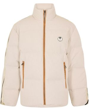 Palm Angels Tree Logo Corduroy Down Short Puffer Jacket - Natural