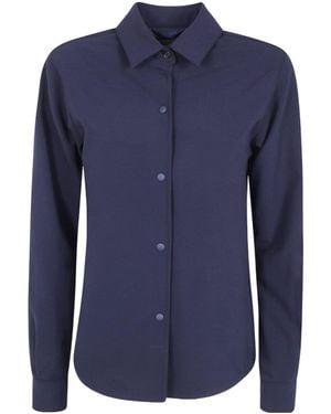 Aspesi Press-Stud Long-Sleeve Shirt - Blue