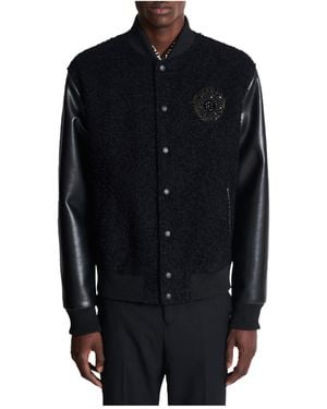 Balmain Press-Stud Fastened Varsity Bomber Jacket - Black