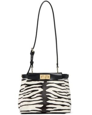 Fendi My Peekaboo Tiger-Print Pony-Effect Leather Bag - White