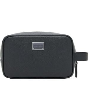 Emporio Armani Logo Plaque Toiletry Bag - Black