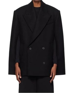 Wardrobe NYC Double-Breasted Wool Cape - Black