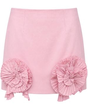Blumarine Rose-Detail Taffeta Mini Skirt - Pink