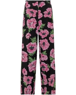 Stella McCartney Floral Print Straight-Leg Trousers - Red