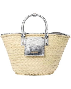 Jacquemus Le Panier Soli Strapped Woven Tote Bag - Metallic