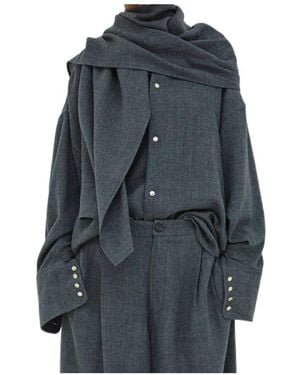 DARKPARK Georgia Detachable Scarf Japanese Shirt - Gray