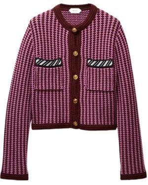 Versace Button-Up Crochet Cardigan - Red