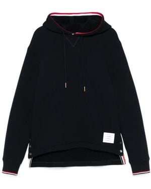 Thom Browne Rwb-Stripe Drawstring Hoodie - Black