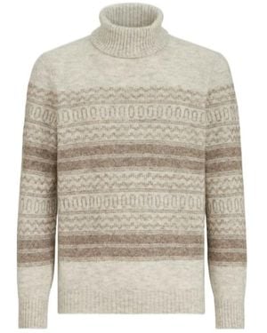 Brunello Cucinelli Fair Isle Turtleneck Knitted Jumper - Grey