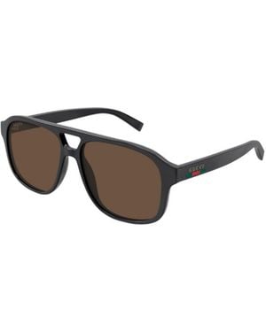 Gucci Pilot Double-Frame Sunglasses - Metallic