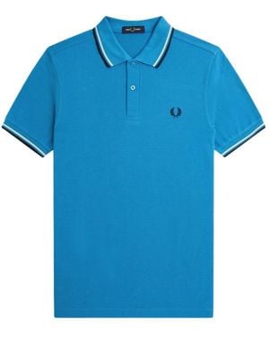 Fred Perry Polo Shirt With Tipped Collar - Blue