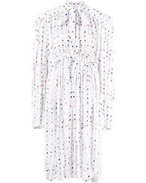 Balenciaga Graphic Printed Oversized Midi Dress - White