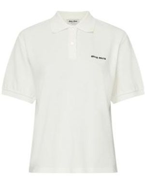 Miu Miu Piqué Cotton Polo Shirt - White